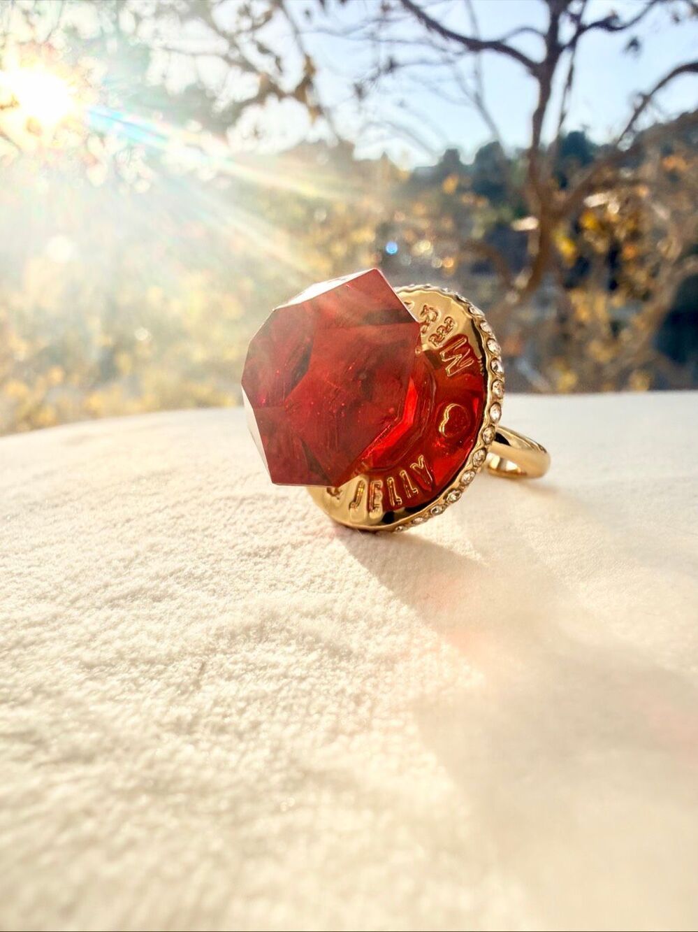 Candy Ring Pop Inspired Red Gem Adjustable Statement Cocktail Ring